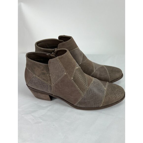 Womens Patchwork Brown Ankle Booties 9.5M Bass-Nina Zipper Closure Low Heel All - Picture 1 of 6